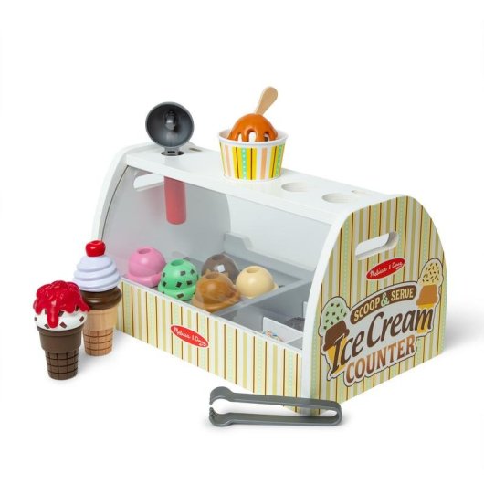 Bancone del Gelato in Legno Melissa & Doug - 28 Pezzi con Coni e Soldi di Gioco