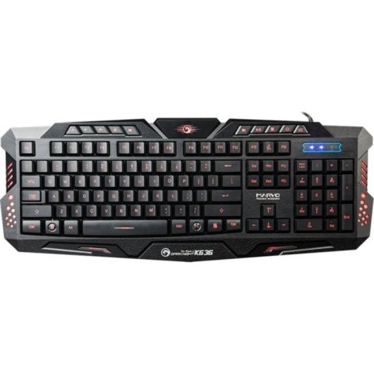 Teclado Marvo K636 membrana com fio LED QWERTY inglês USB gaming