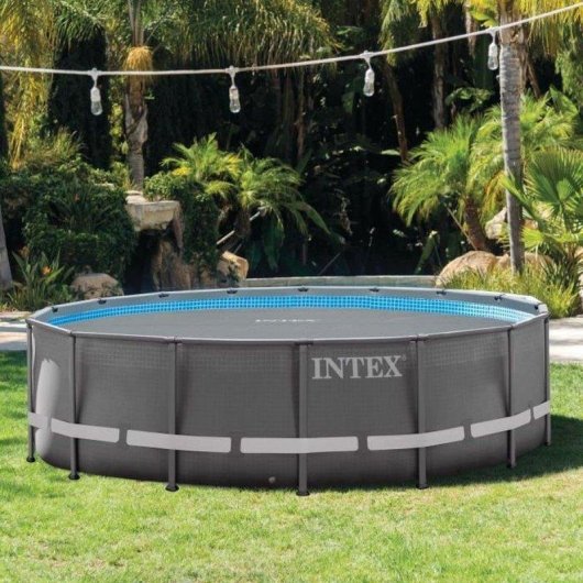 Intex Verstärkte Solarseeblase für Runde Pools, 4,20 m (bis 4,27 m), 270 Mikron, Grau, 70% recyceltes Material