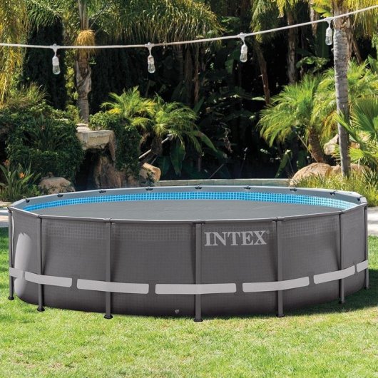 Intex Verstärkte Solarseeblase für Runde Pools, 4,20 m (bis 4,27 m), 270 Mikron, Grau, 70% recyceltes Material