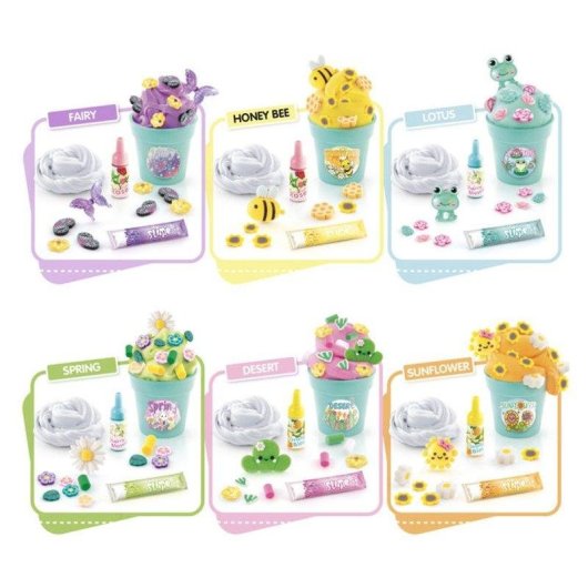 Kit Creativo Slime Canal Toys So Slime Flower Mini Garden Rosa Con 6 Vasetti