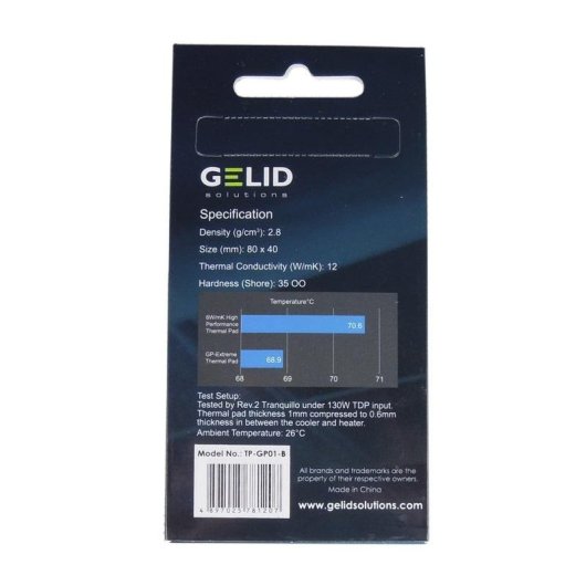 Thermisch pad Gelid GP-Extreme 80x40x1 mm 12 W/m·K