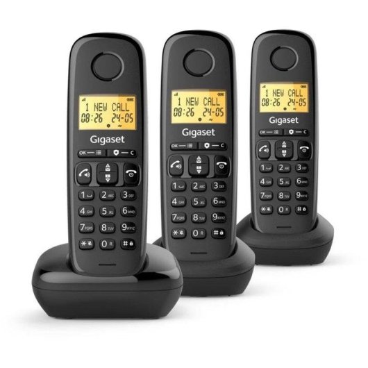 Kabelloses Telefon Gigaset Basic 100 Trio DECT 3 Hörer LCD-Display 1,5" Freisprechen Anrufblockierung