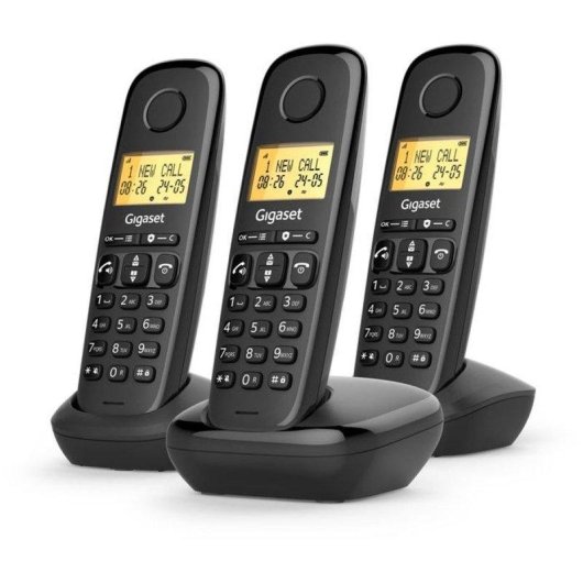 Kabelloses Telefon Gigaset Basic 100 Trio DECT 3 Hörer LCD-Display 1,5" Freisprechen Anrufblockierung