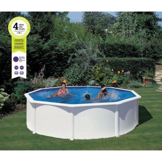 Kit Piscine Removable Ronde Gre Atlantis Acier Ø4,80 M Liner Bleu Filtration Sable 6 M³/h