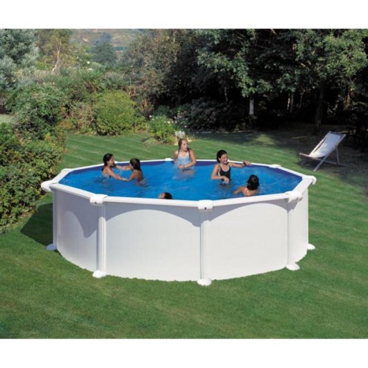 Kit Piscine Removable Ronde Gre Atlantis Acier Ø4,80 M Liner Bleu Filtration Sable 6 M³/h