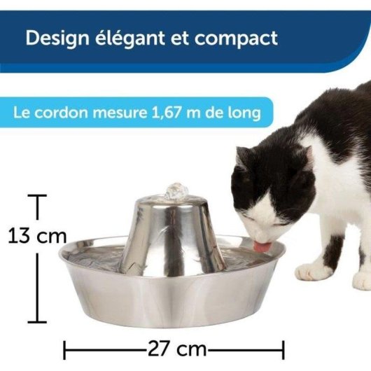 Fuente de agua para mascotas PetSafe Seaside acero inoxidable 1,8 L bomba silenciosa