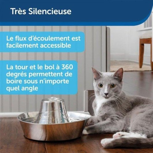Fuente de agua para mascotas PetSafe Seaside acero inoxidable 1,8 L bomba silenciosa