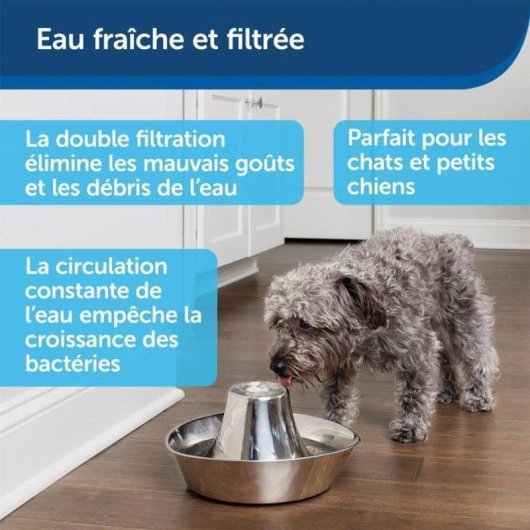 Fuente de agua para mascotas PetSafe Seaside acero inoxidable 1,8 L bomba silenciosa