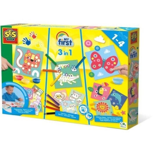 Kit Creativo SES Creative My First 3 en 1 Pintar, Colorear y Pegatinas