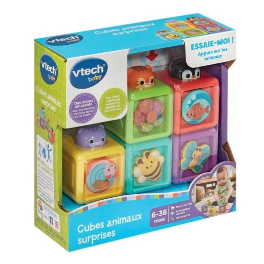 Cubos de Atividade Empiláveis VTech Baby 5 Peças Multicolor Animais Sensoriais