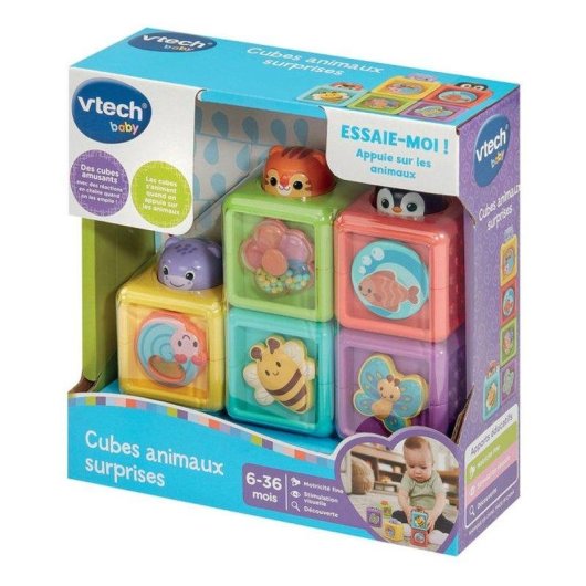 Cubos de Atividade Empiláveis VTech Baby 5 Peças Multicolor Animais Sensoriais