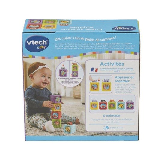 Cubos de Atividade Empiláveis VTech Baby 5 Peças Multicolor Animais Sensoriais