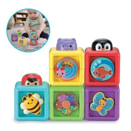 Cubos de Atividade Empiláveis VTech Baby 5 Peças Multicolor Animais Sensoriais