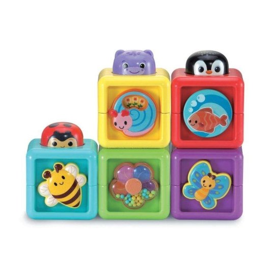 Cubos de Atividade Empiláveis VTech Baby 5 Peças Multicolor Animais Sensoriais