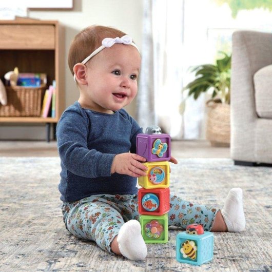 Cubos de Atividade Empiláveis VTech Baby 5 Peças Multicolor Animais Sensoriais