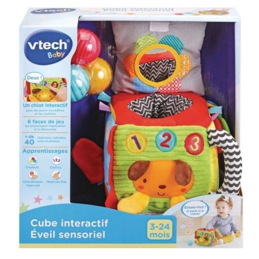 Juguete interactivo VTech Cubo Sensorial 6 caras texturizadas luces y sonidos para 3-36 meses