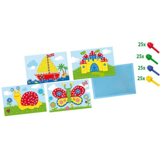Kit Tavola a Piastrelle SES Creative con 4 Carte e Tasselli Colorati