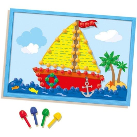 Kit Tavola a Piastrelle SES Creative con 4 Carte e Tasselli Colorati