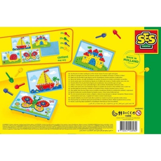 Kit Tavola a Piastrelle SES Creative con 4 Carte e Tasselli Colorati