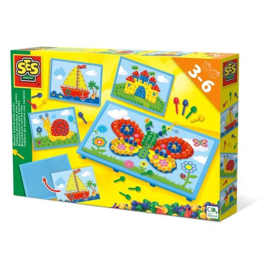 Kit Tavola a Piastrelle SES Creative con 4 Carte e Tasselli Colorati