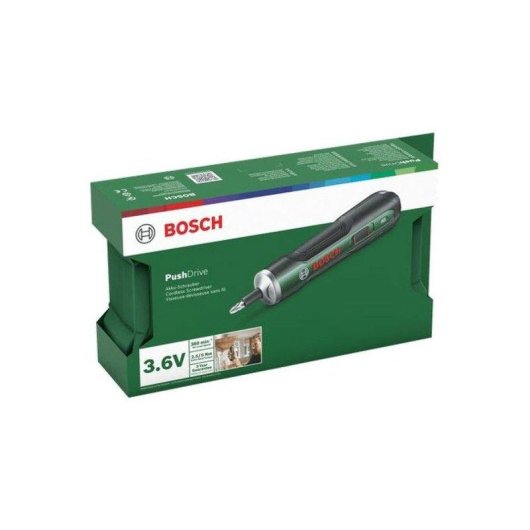 Parafusadeira Bosch PushDrive Sem Fios 3,6V 1,5Ah Push&Go 10 Pontas
