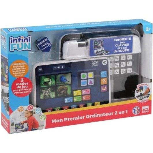 Tablet educativa infantil InfiniFUN 2 en 1 con teclado y 2 modos de juego