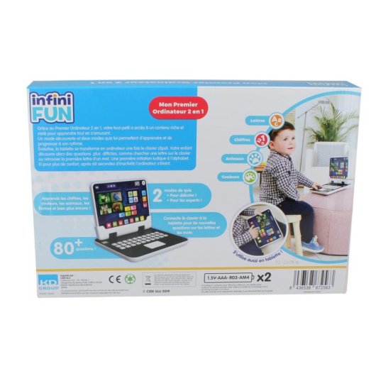 Tablet educativa infantil InfiniFUN 2 en 1 con teclado y 2 modos de juego