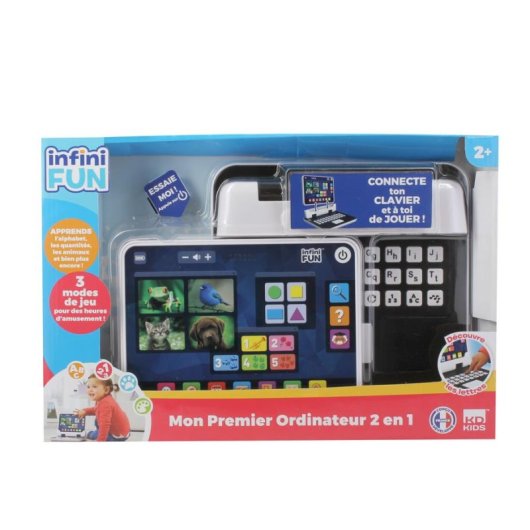 Tablet educativa infantil InfiniFUN 2 en 1 con teclado y 2 modos de juego