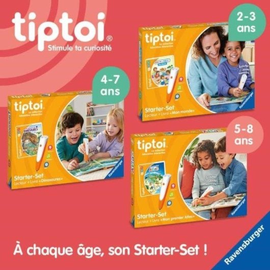 Kit de Arranque Ravensburger Tiptoi Leitor Recarregável e Livro 'L'encyclopédie des p'tits curieux'