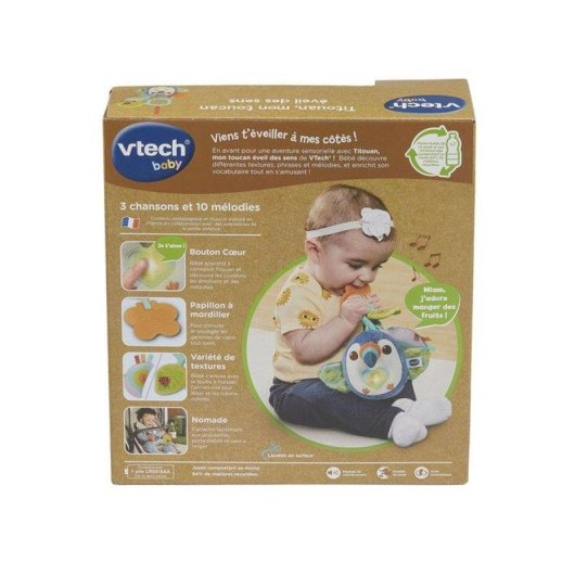 VTech Baby Titouan Toucan Sensorisches Kuscheltier mit Ring, Licht und Musik