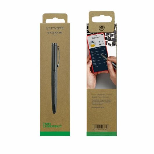 Touchpen 2in1 4smarts Ergo Rib mit Kugelschreiber Schwarz