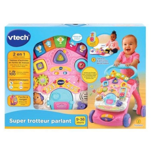Andador de actividades VTech Super Talking 2 en 1 Rosa con panel musical desmontable