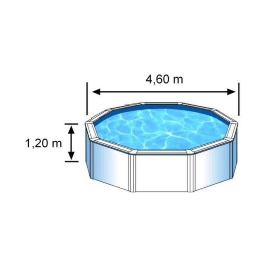 Piscina smontabile GRE KITPR453 Rotonda Acciaio Zincato Ø4.80 x 1.22 m Liner PVC Filtro Cartuccia Scala Sicurezza