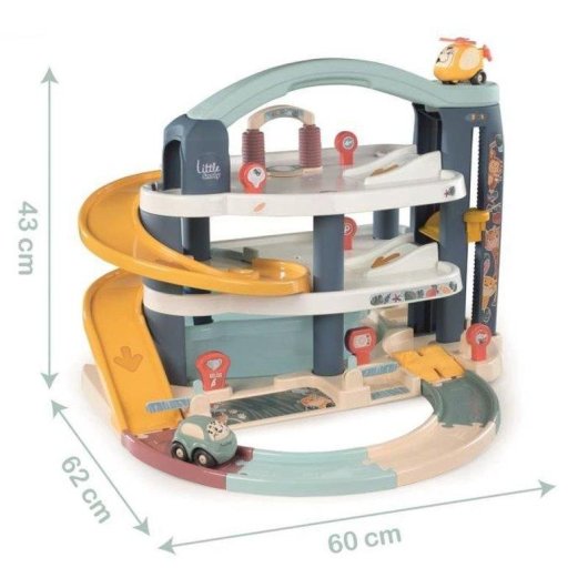 Garage Smoby Little Grand Garage 3 Livelli con Rampa, Ascensore e Stazione di Lavaggio