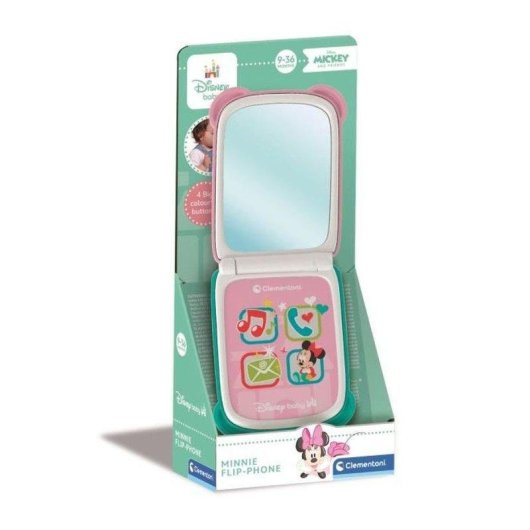 Telefono giocattolo flip Minnie Disney Clementoni con luci, suoni e specchio