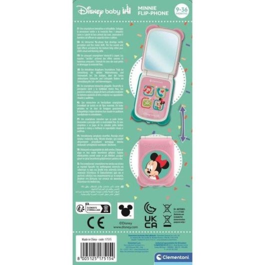 Telefono giocattolo flip Minnie Disney Clementoni con luci, suoni e specchio