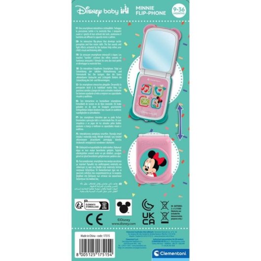 Telefono giocattolo flip Minnie Disney Clementoni con luci, suoni e specchio
