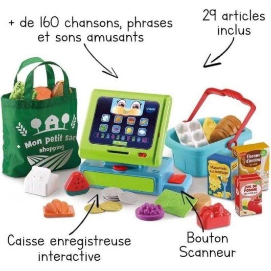 Caja registradora interactiva VTech Maxi Shopping con escáner, pantalla y 50 canciones
