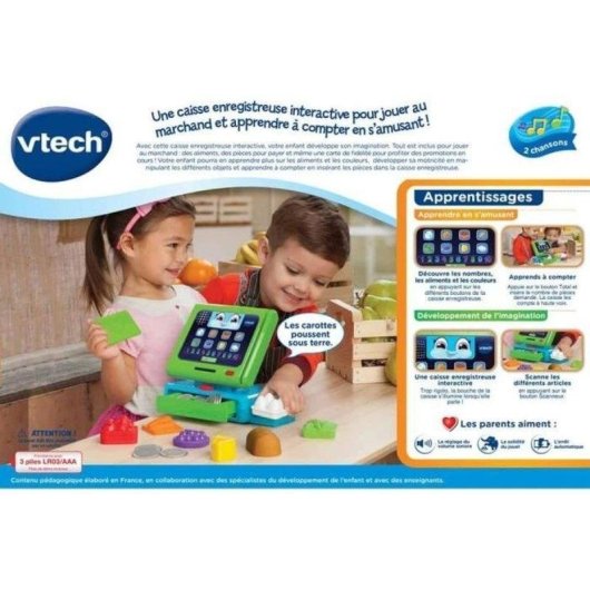 Caja registradora interactiva VTech Maxi Shopping con escáner, pantalla y 50 canciones