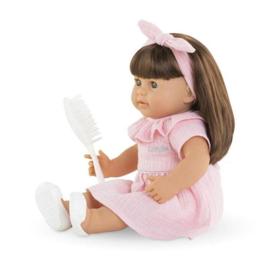 Bambola Corolle Julie 36 cm Capelli Castani Lunghi Pennello Occhi Dormienti