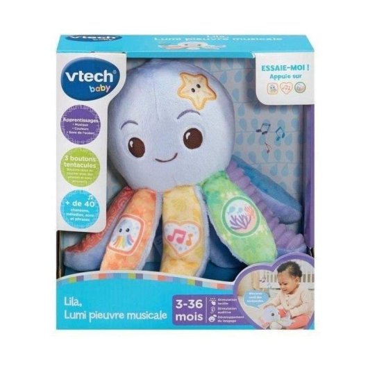 Peluche Musical Interativo VTech Lila 8 Tentáculos Texturizados