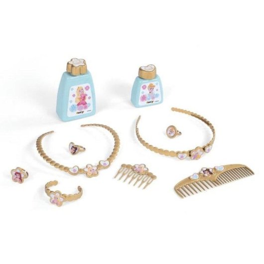Smoby Disney Princess Tovaglia Bimbi 2 In 1 con Panchina, Specchio Ovale Regolabile, 3 Cassetti e +10 Accessori Rosa e Bianco