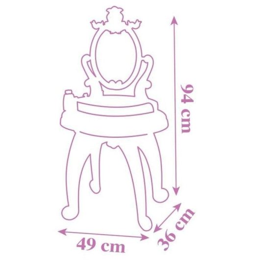 Smoby Disney Princess Tovaglia Bimbi 2 In 1 con Panchina, Specchio Ovale Regolabile, 3 Cassetti e +10 Accessori Rosa e Bianco