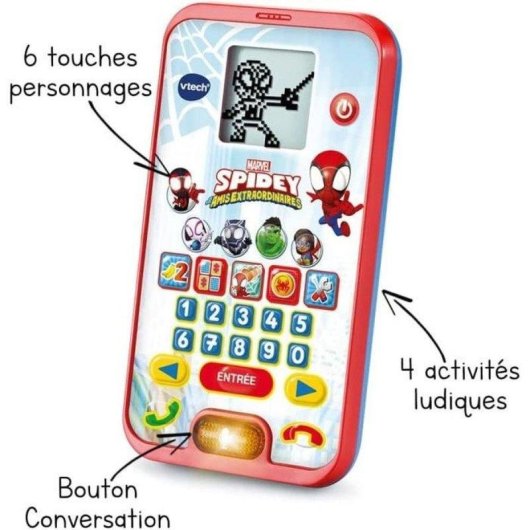 Smartphone educativo VTech Spidey para niños 3-7 años con pantalla pixel animada