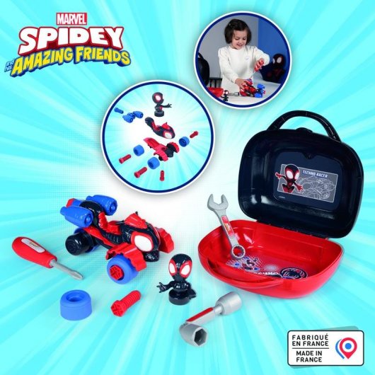 Valigetta Attrezzi Spiderman Smoby Spidey Spin Box 3+ Anni 4 Accessori
