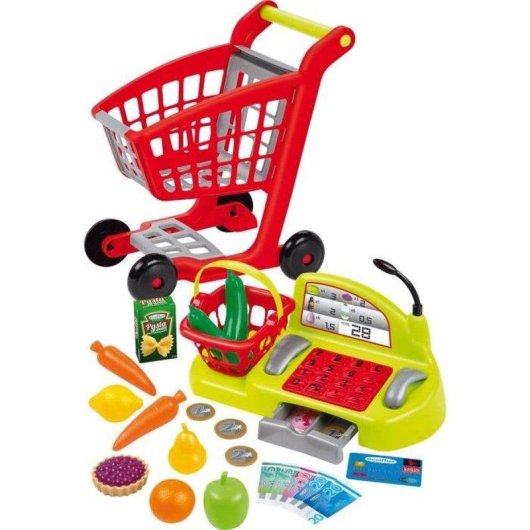 Carrello della Spesa con Cassa Contanti Ecoiffier 26 Accessori