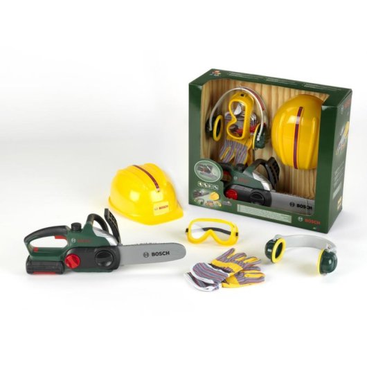 Klein Bosch Mini Set Holzfäller Elektro Motorsäge 5 Teile 3-7 Jahre