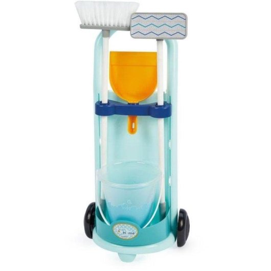Carrozzina Pulizie Ecoiffier Clean Home - Scopa, Paletta, Secchio e Straccio