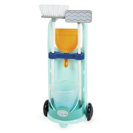 Carrozzina Pulizie Ecoiffier Clean Home - Scopa, Paletta, Secchio e Straccio